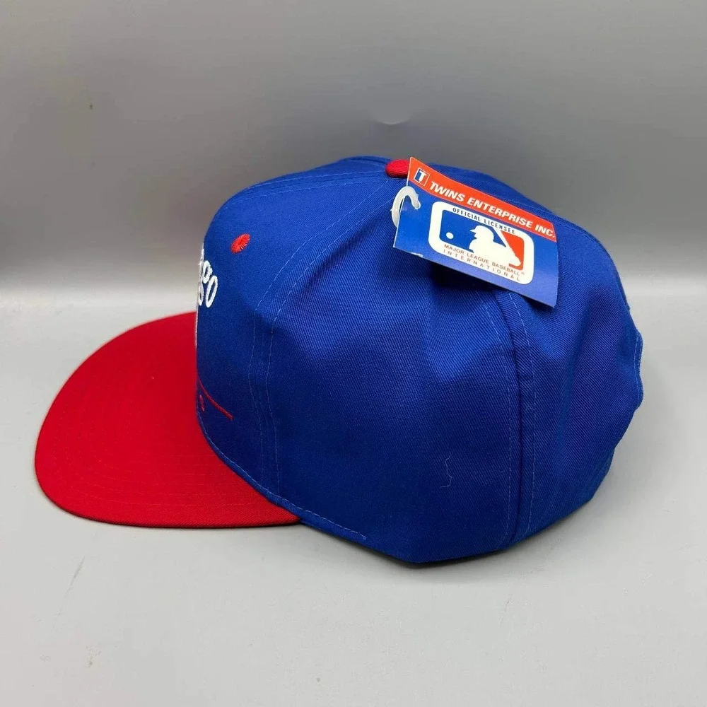 Vintage Chicago Cubs Hat Men Blue Red Twins Enterprise MLB Snap Back Cap New